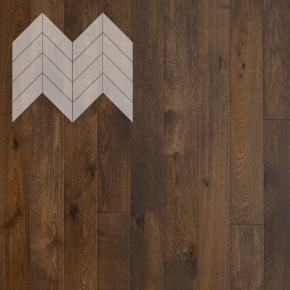 Паркет Елка Французская Lab Arte Chevron Дуб Рустик Коньяк лак 600/450х150х14/3/45° в интерьере