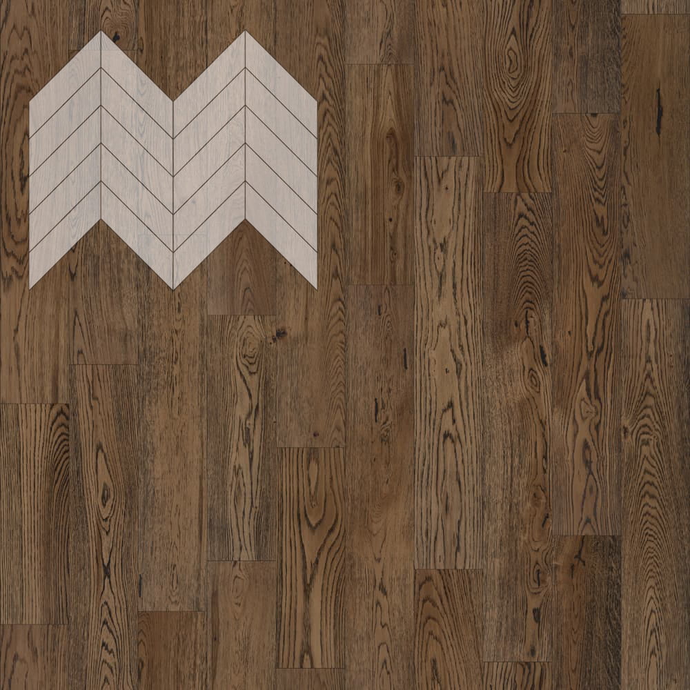 Паркет Елка Французская Lab Arte Chevron Дуб Натур Затертый лак 600/475х125х14/3/45°